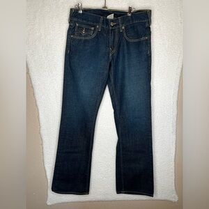 True Religion Billy Men's Blue Straight w/Flaps Jeans Sz 31 (actual 33x34)